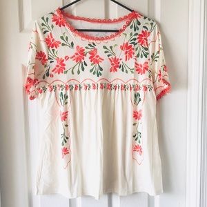 Yellow Casual Pleated Crew Neck Floral Printed Top